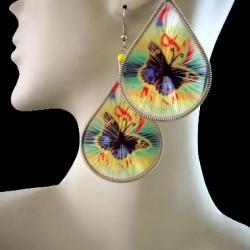 WHOLESALE INCA THREAD EARRINGS RACQUET DESIGN WITH BUTTERFLY IMAGES