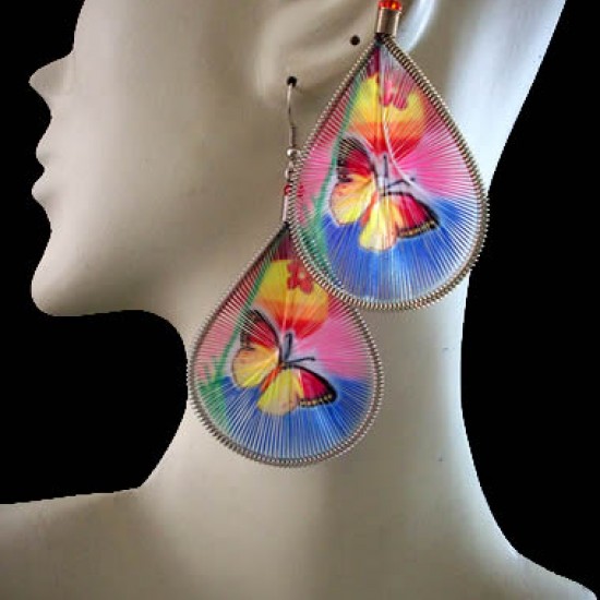 WHOLESALE INCA THREAD EARRINGS RACQUET DESIGN WITH BUTTERFLY IMAGES WHOLESALE INCA THREAD EARRINGS RACQUET DESIGN WITH BUTTERFLY IMAGES