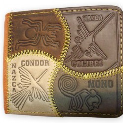 INCA PERUVIAN ANDEAN WALLET MADE OF LEATHER NAZCA IMAGES