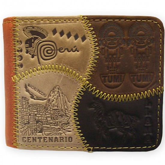 INCA PERUVIAN ANDEAN WALLET MADE OF LEATHER - VARIED IMAGES 