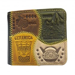 PERUVIAN ANDEAN WALLET MADE OF- LEATHER "VARIED" IMAGES 