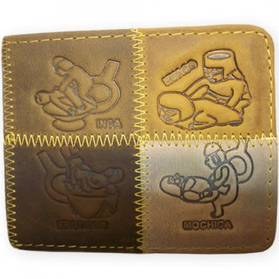 INCA PERUVIAN ANDEAN WALLET MADE OF LEATHER MOCHIKA IMAGES 