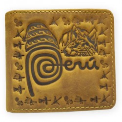 INCA PERUVIAN ANDEAN WALLET MADE OF LEATHER PERU " BRAND " 