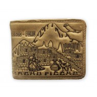 PERUVIAN ANDEAN WALLET MADE OF LEATHER - "MACCHU PICHU" IMAGE