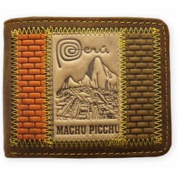 PERUVIAN ANDEAN WALLET MADE OF LEATHER - "MACCHU PICHU" IMAGE