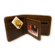 PERUVIAN ANDEAN WALLET MADE OF LEATHER - "MACCHU PICHU" IMAGE