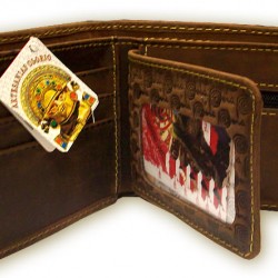 PERUVIAN ANDEAN WALLET MADE OF LEATHER - "MACCHU PICHU" IMAGE