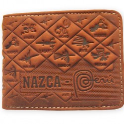 PERUVIAN ANDEAN WALLET MADE OF LEATHER - "NAZCA" IMAGES 