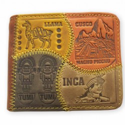 PERUVIAN ANDEAN WALLET MADE LEATHER "VARIED" IMAGES 