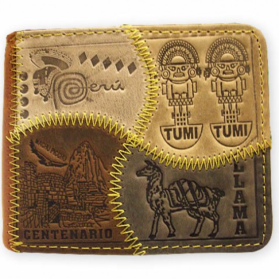 PERUVIAN ANDEAN WALLET MADE LEATHER "VARIED" IMAGES 