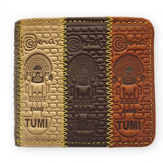 PERUVIAN ANDEAN WALLET MADE OF LEATHER - " TUM I " IMAGE 