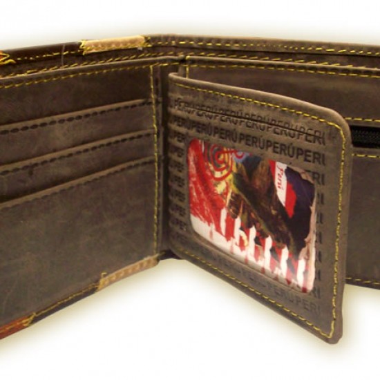 PERUVIAN ANDEAN WALLET MADE OF LEATHER - " TUM I " IMAGE 