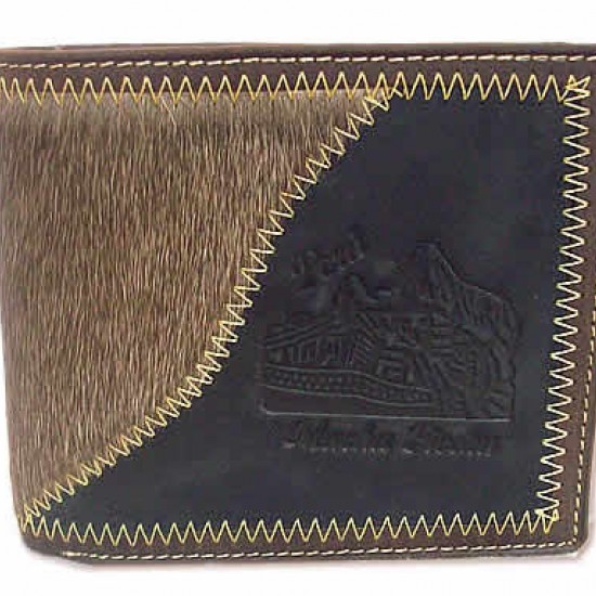 WHOLESALE PERUVIAN ANDEAN WALLET OF LEATHER - MACCHU PICHU IMAGE