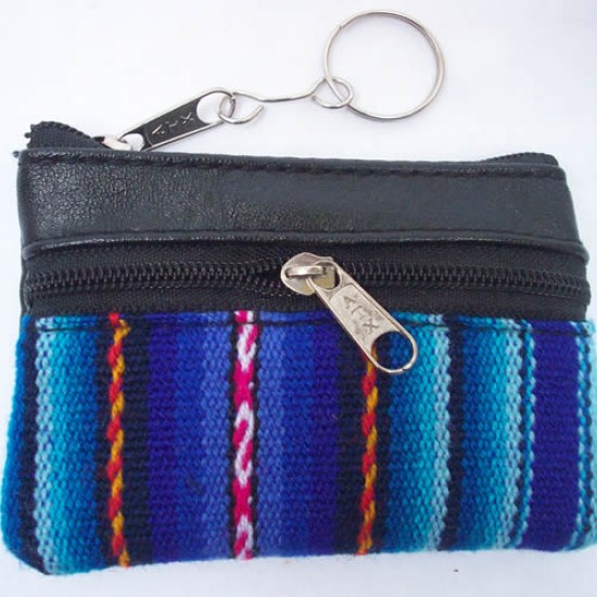 WHOLESALE INCA COIN PURSE MADE OF LEATHER AND CUZCO BLANKET 