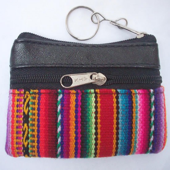 WHOLESALE INCA COIN PURSE MADE OF LEATHER AND CUZCO BLANKET 