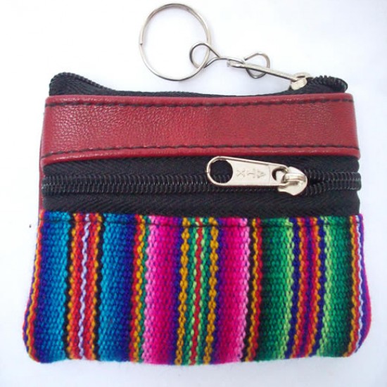 WHOLESALE INCA COIN PURSE MADE OF LEATHER AND CUZCO BLANKET 