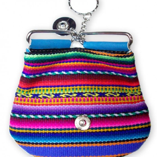 WHOLESALE ANDEAN COIN PURSE MADE OF LEATHER AND CUZCO BLANKET