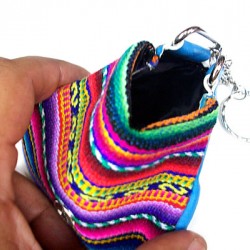 WHOLESALE ANDEAN COIN PURSE MADE OF LEATHER AND CUZCO BLANKET 