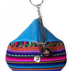 WHOLESALE ANDEAN COIN PURSE MADE OF LEATHER AND CUZCO BLANKET