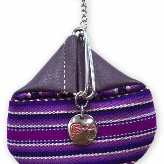 WHOLESALE ANDEAN COIN PURSE MADE OF LEATHER AND CUZCO BLANKET