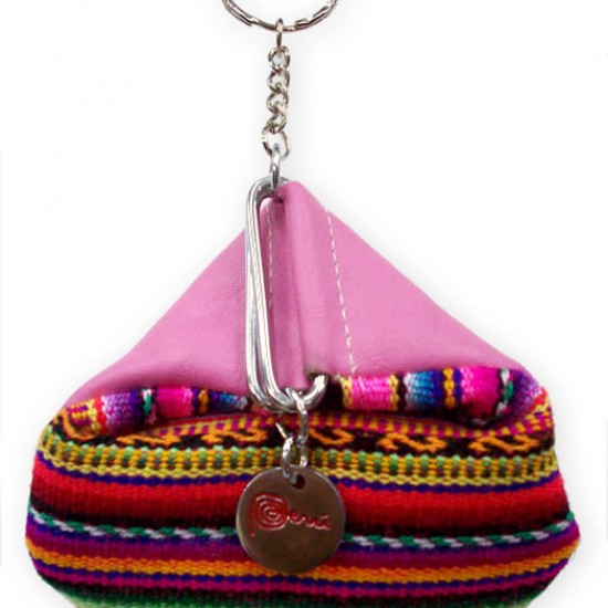 WHOLESALE ANDEAN COIN PURSE MADE OF LEATHER AND CUZCO BLANKET