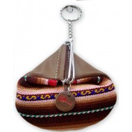 WHOLESALE ANDEAN COIN PURSE MADE OF LEATHER AND CUZCO BLANKET 