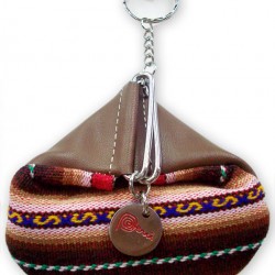 WHOLESALE ANDEAN COIN PURSE MADE OF LEATHER AND CUZCO BLANKET 