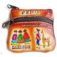 WHOLESALE ANDEAN  LITTLE LEATHER COIN PURSE  - ANDEAN IMAGES