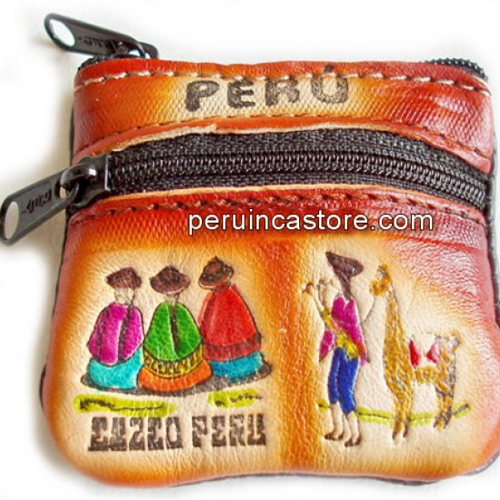 WHOLESALE ANDEAN  LITTLE LEATHER COIN PURSE  - ANDEAN IMAGES