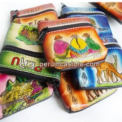 WHOLESALE ANDEAN  LITTLE LEATHER COIN PURSE  - ANDEAN IMAGES