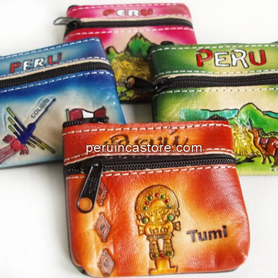 WHOLESALE ANDEAN  LITTLE LEATHER COIN PURSE  - ANDEAN IMAGES