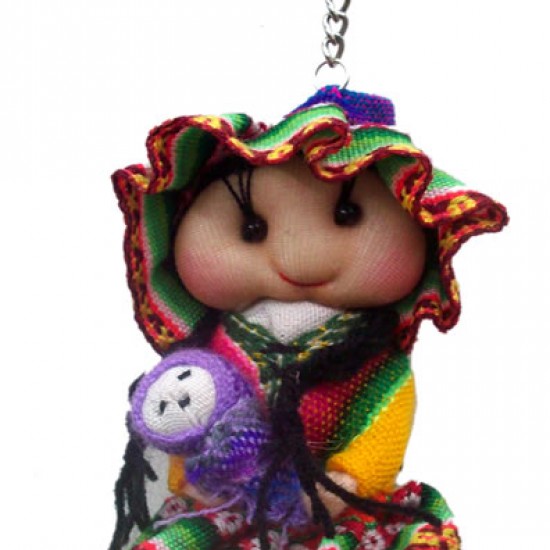 WHOLESALE PERUVIAN ANDEAN DOLLS VARIED KEYRINGS - SIZE SMALL