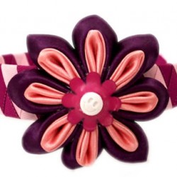 PERUVIAN HAIRBAND MADE OF SATIN RIBBON TYPE FLOWER