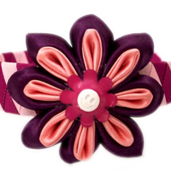 PERUVIAN HAIRBAND MADE OF SATIN RIBBON TYPE FLOWER