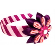 PERUVIAN HAIRBAND MADE OF SATIN RIBBON TYPE FLOWER