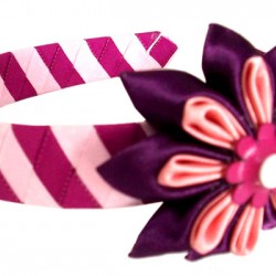 PERUVIAN HAIRBAND MADE OF SATIN RIBBON TYPE FLOWER