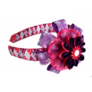 PERUVIAN HAIRBAND MADE OF SATIN RIBBON TYPE FLOWER