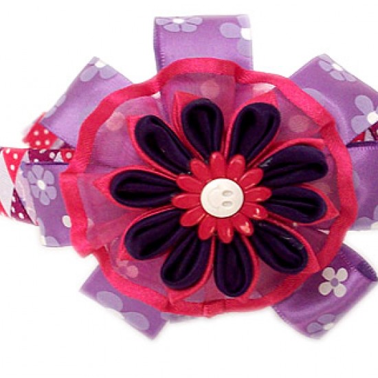 PERUVIAN HAIRBAND MADE OF SATIN RIBBON TYPE FLOWER