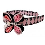 PERUVIAN HAIRBAND MADE OF SATIN RIBBON TYPE FLOWER