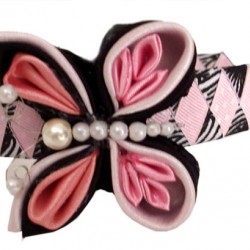 PERUVIAN HAIRBAND MADE OF SATIN RIBBON TYPE FLOWER