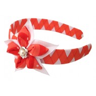 PERUVIAN HAIRBAND MADE OF SATIN RIBBON TYPE FLOWER