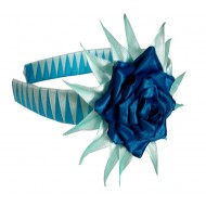 PERUVIAN HAIRBAND MADE OF SATIN RIBBON TYPE FLOWER