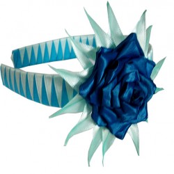 PERUVIAN HAIRBAND MADE OF SATIN RIBBON TYPE FLOWER