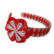 PERUVIAN HAIRBAND MADE OF SATIN RIBBON TYPE FLOWER