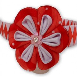 PERUVIAN HAIRBAND MADE OF SATIN RIBBON TYPE FLOWER