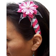 PERUVIAN HAIRBAND MADE OF SATIN RIBBON TYPE FLOWER