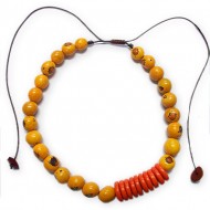 WHOLESALE BOMBONA SEED NECKLACES WITH TAGUA BUTTONS 