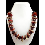 WHOLESALE TAGUA CHIPS NECKLACES WITH BOMBONA SEEDS 