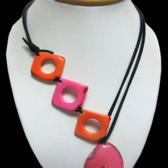 WHOLESALE TAGUA NECKLACES  SQUARE DONUT  MULTI COLORED