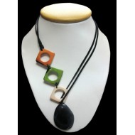 WHOLESALE TAGUA NECKLACES  SQUARE DONUT  MULTI COLORED